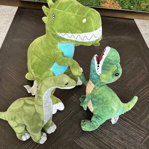 Green Plush Dinosaur Bundle Kids Stuffed Animal Set Dino Toys Nursery Room Decor
